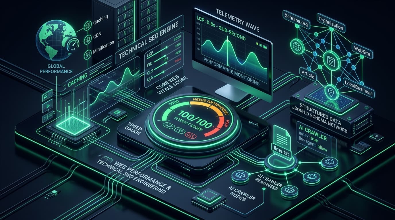 Web Performance & SEO Engineering technical infographic