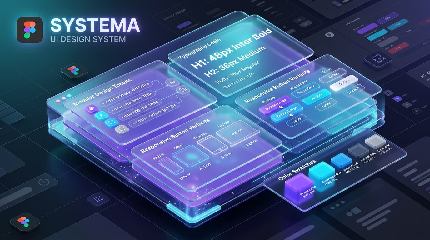 UI Design & Reusable Design Systems technical infographic