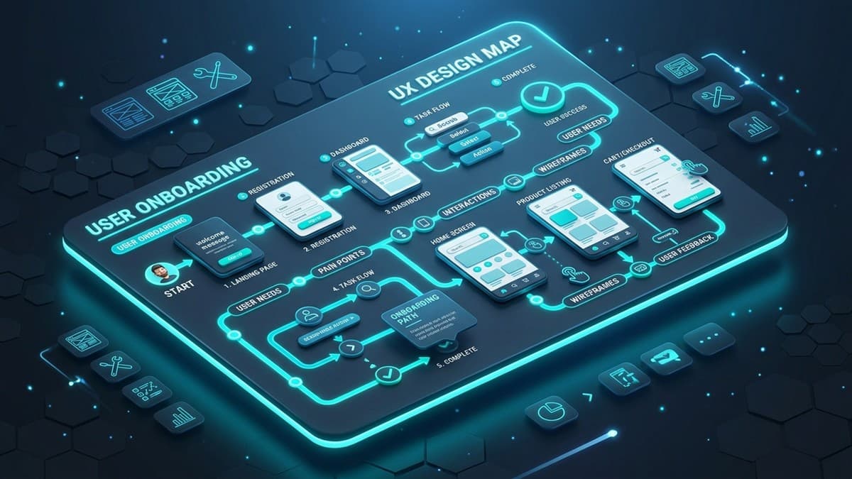 Mobile-First Workflow UX infographic emblem